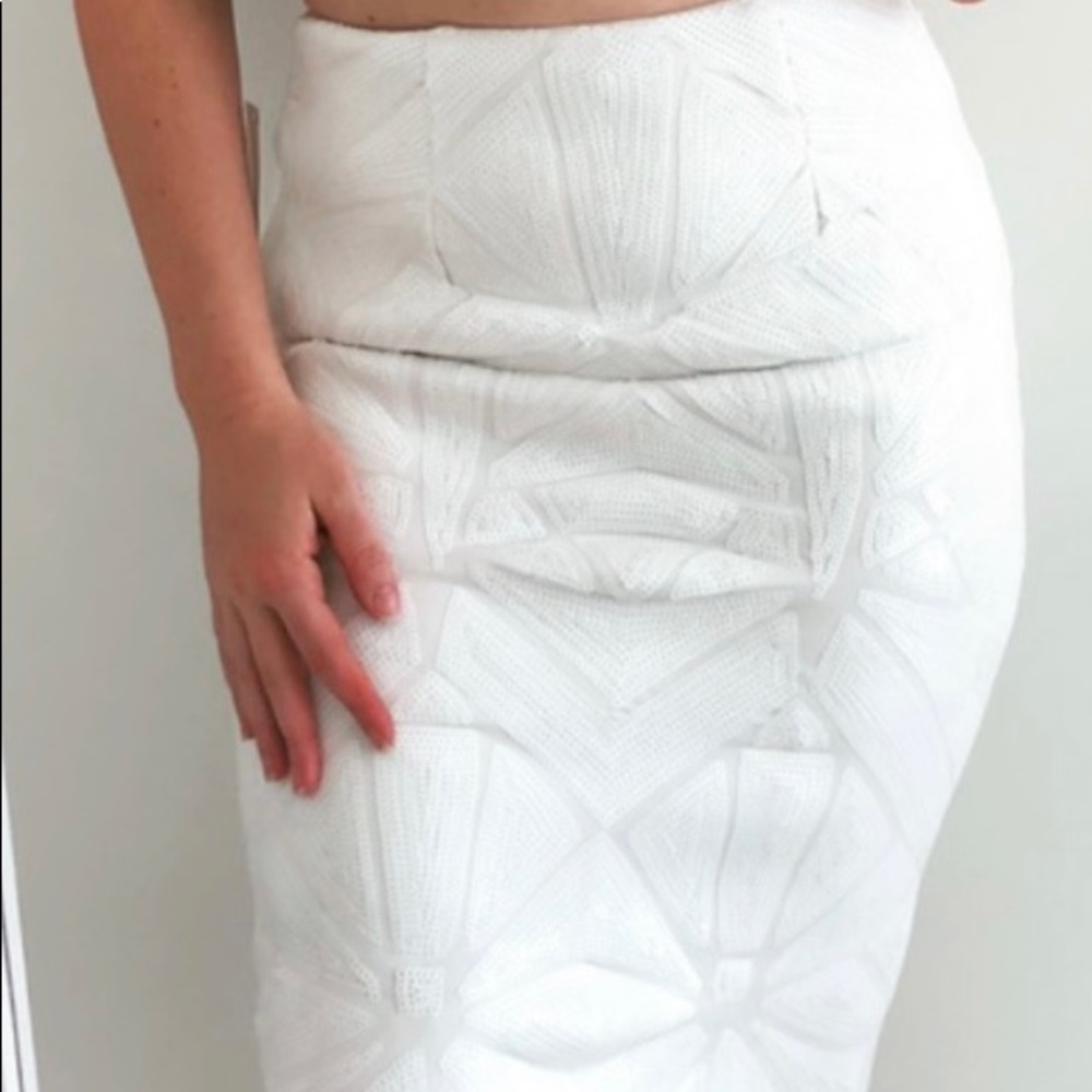 Tobi Sequin White Pencil Skirt